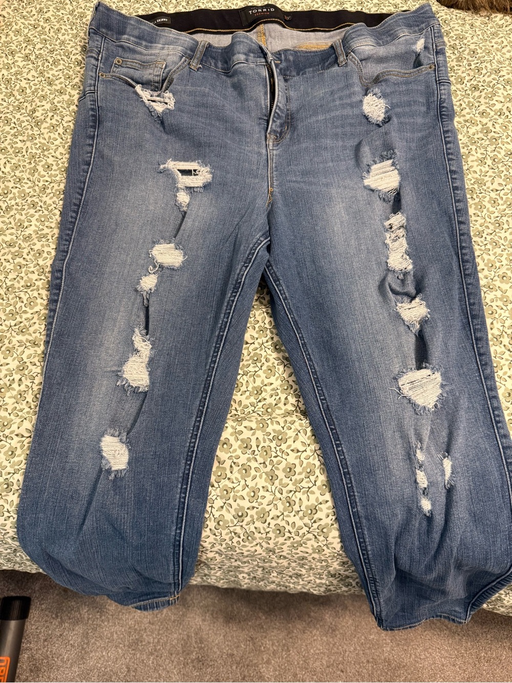 torrid Distressed Medium Blue Boyfriend Jeans